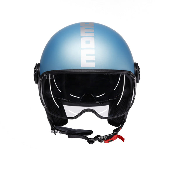 Casco moto jet FGTR EVO Mono E2206 blu primavera opaco / silver