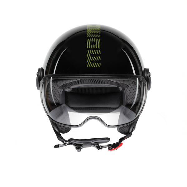 Casco moto jet FGTR CLASSIC Stripes E2206 Nero lucido / giallo fluo