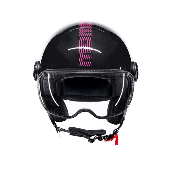 Casco moto jet FGTR CLASSIC Stripes E2206 Nero glitter / fucsia
