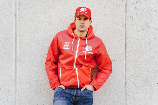 MALOSSI Giacca Impermeabile colore ROsso con logo Malossi e 7.1 con cappuccio