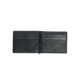 Momodesign portafoglio portacarte con ferma banconote Dollaro in vera pelle nero