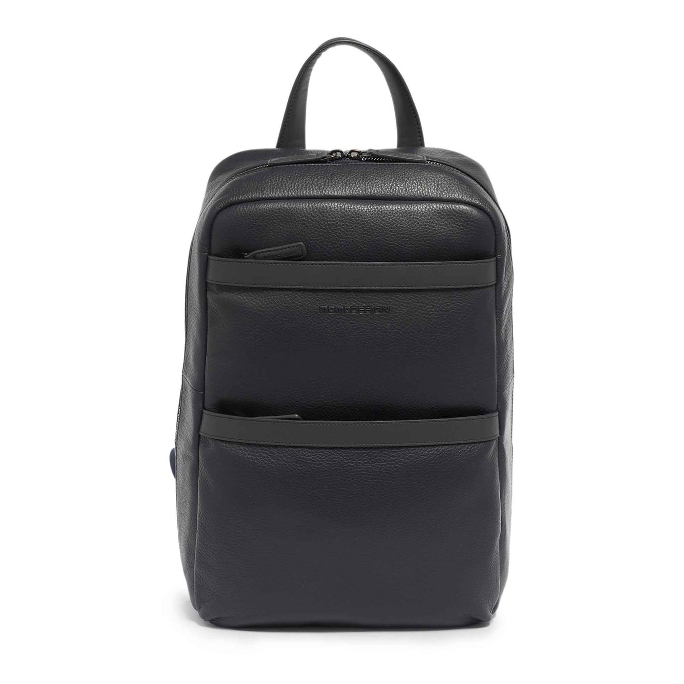 Momodesign Zaino Dollaro con 2 tasche in pelle colore blu