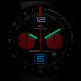 MOMODESIGN X Montjuïc Orologio Urban Pilot PRO CHRONO BLACK PVD-RED
