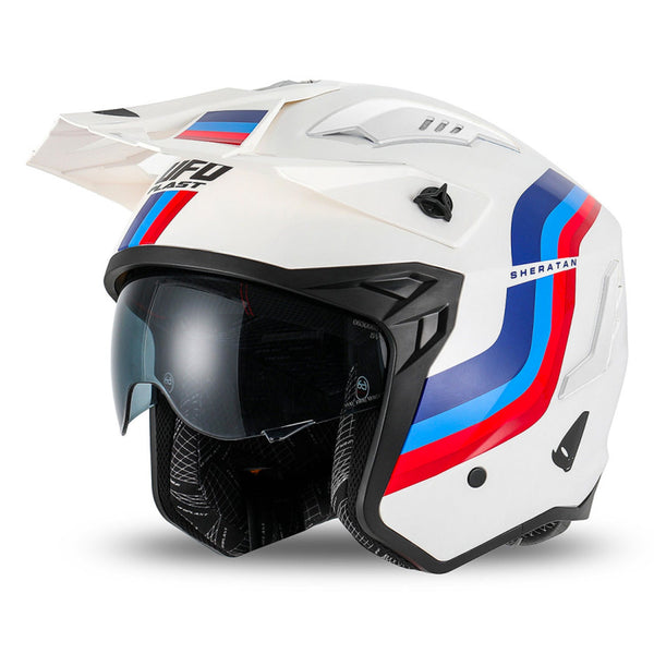 UFO Sheratan Cross Jet Helmet White/Red/Blue